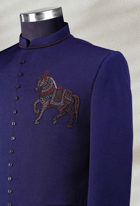Blue Embroidered Prince Coat for Men Blue Embroidered Prince Coat for Men