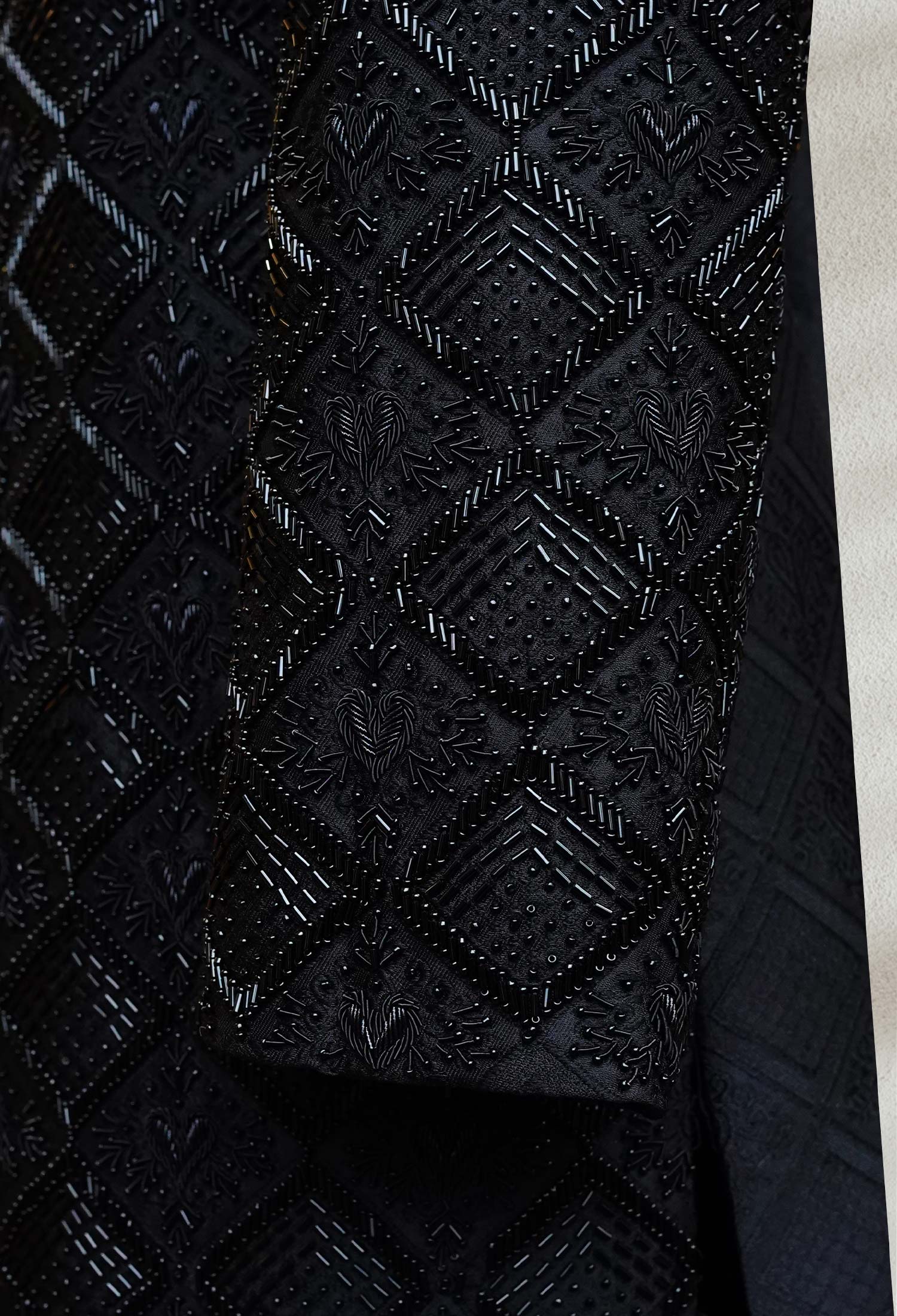 02-Sk-Web Black Diamond Pattern Embroidered Prince Coat Black Diamond Pattern Embroidered Prince Coat