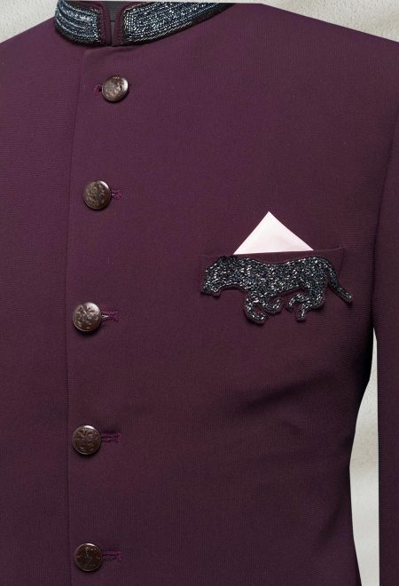 Maroon Embroidered Prince Coat Maroon Embroidered Prince Coat