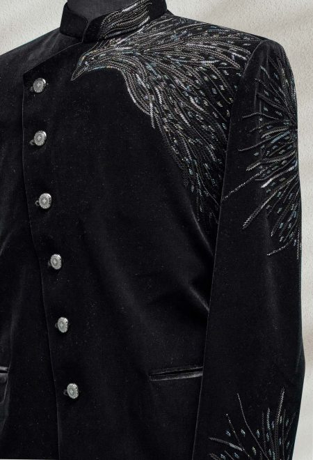 Black Velvet Embroidered Prince Coat Black Velvet Prince Coat