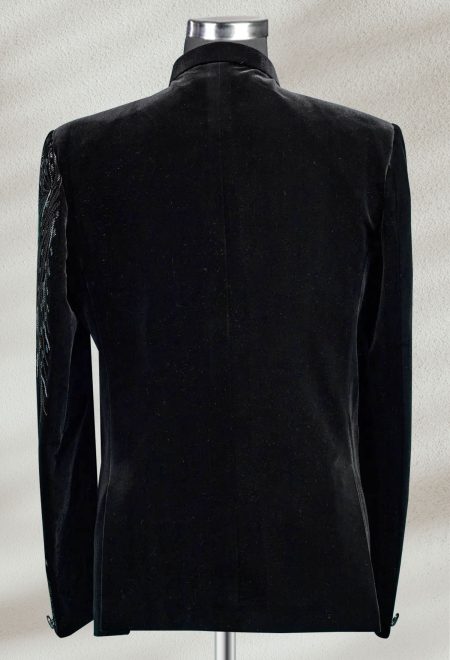 Black Velvet Embroidered Prince Coat Black Velvet Prince Coat