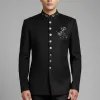 Black Embroidered Prince Coat for Men Black Velvet Prince Coat
