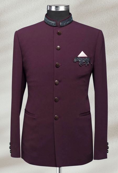 Maroon Embroidered Prince Coat