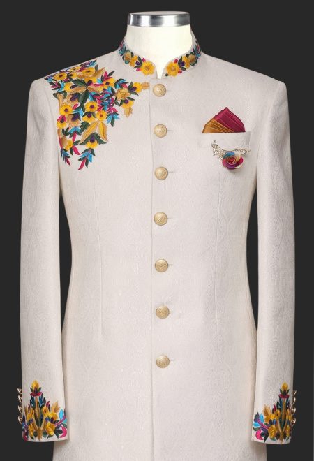 Traditional White Multicolor Embroidered Sherwani White Multicolor Embroidered Sherwani Traditional White Multicolor Embroidered Sherwani White Multicolor Embroidered Sherwani