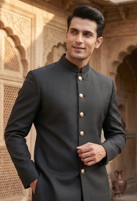 Classic Black Plain Textured Sherwani Black Plain Textured Sherwani Classic Black Plain Textured Sherwani Black Plain Textured Sherwani