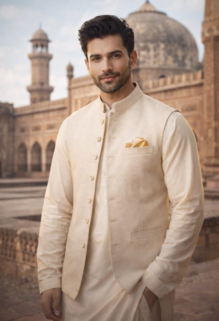 Cream Waistcoat for Men