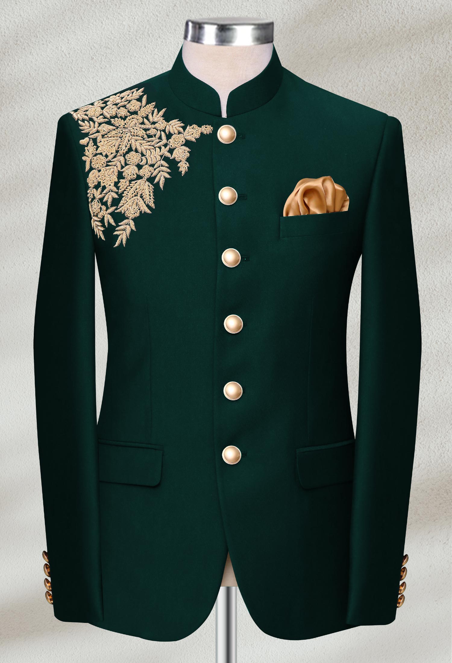 01-Sk-Web Dark Green Embroidery Prince Suit Dark Green Embroidery Prince Suit