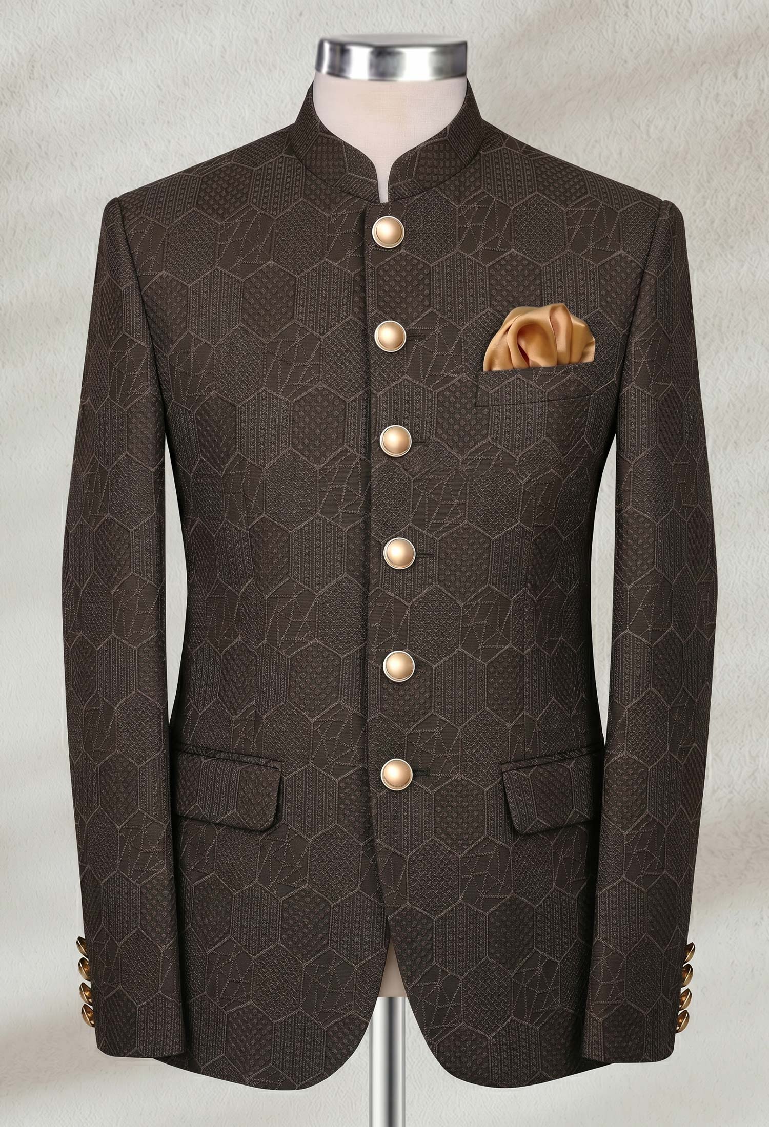 01-Sk-Web Royal Chocolate Brown Textured Prince Suit Chocolate Brown Textured Prince Suit