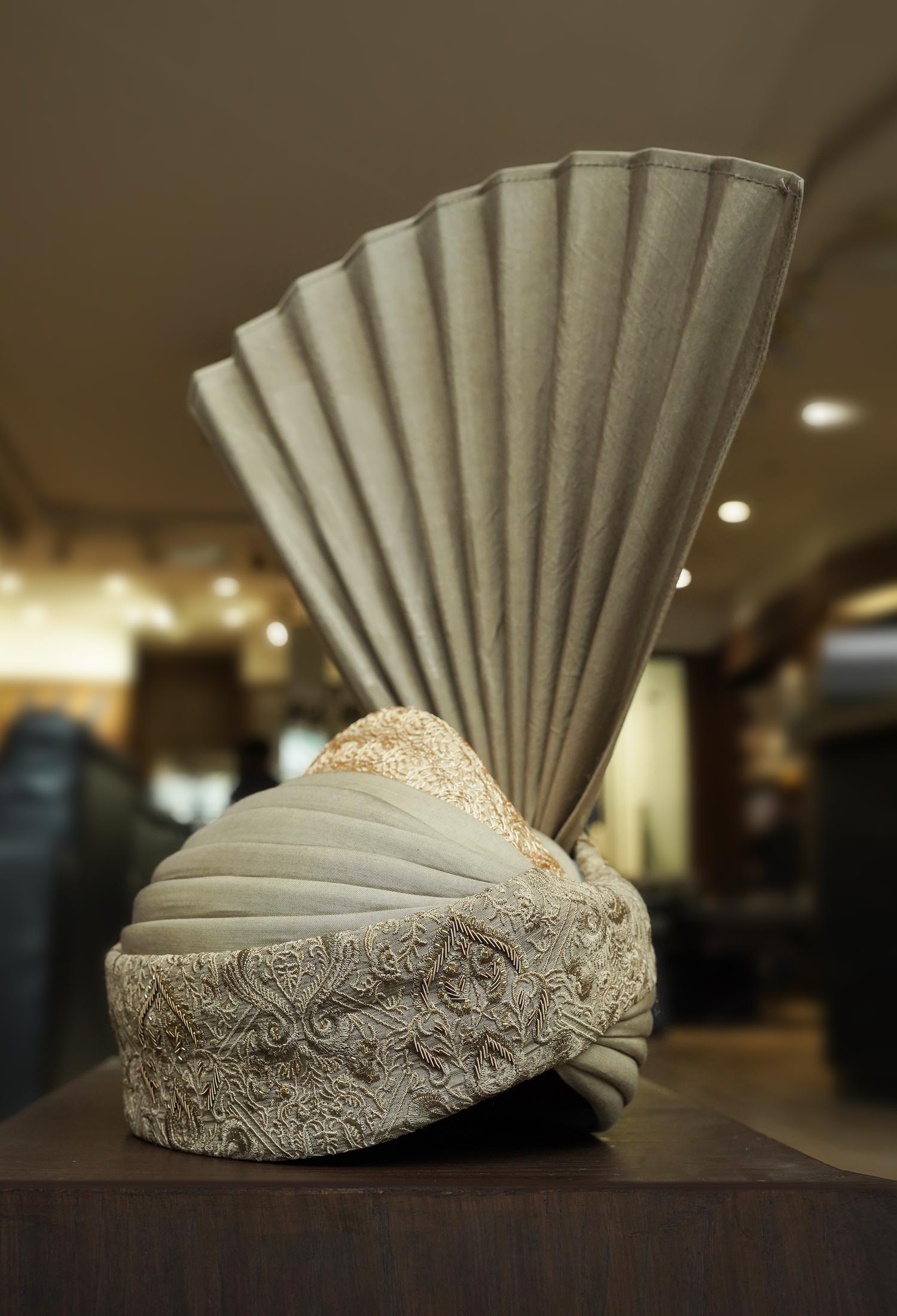 03-Sk-Web Skin Beige Embroidered Turban Skin Beige Embroidered Turban
