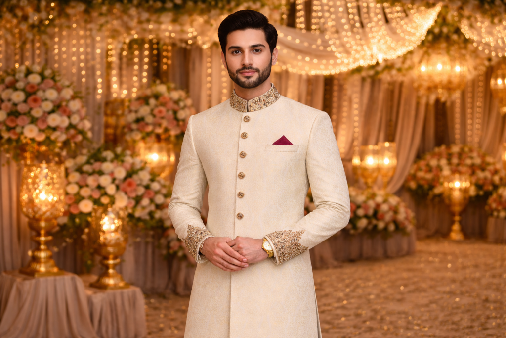 Understanding the Cost of Sherwani for Groom – A Guide by Shameel Khan Cost of Sherwani for Groom
