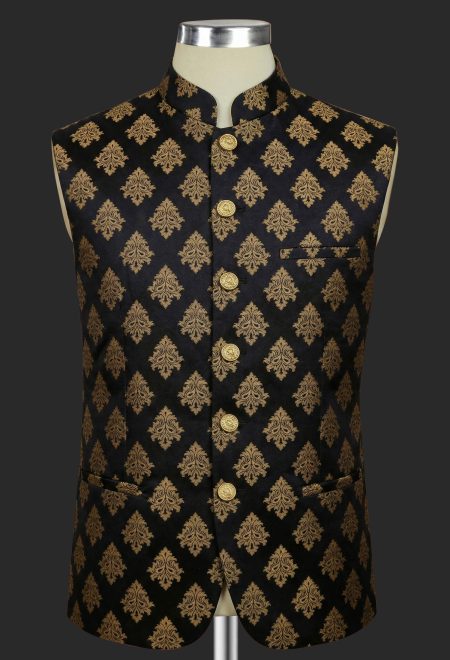 Black Golden Brocade Waistcoat Black Golden Brocade Waistcoat