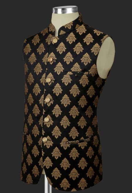 Black Golden Brocade Waistcoat Black Golden Brocade Waistcoat