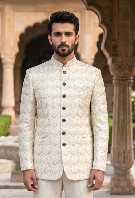 Classic Ivory Embroidered Prince Coat