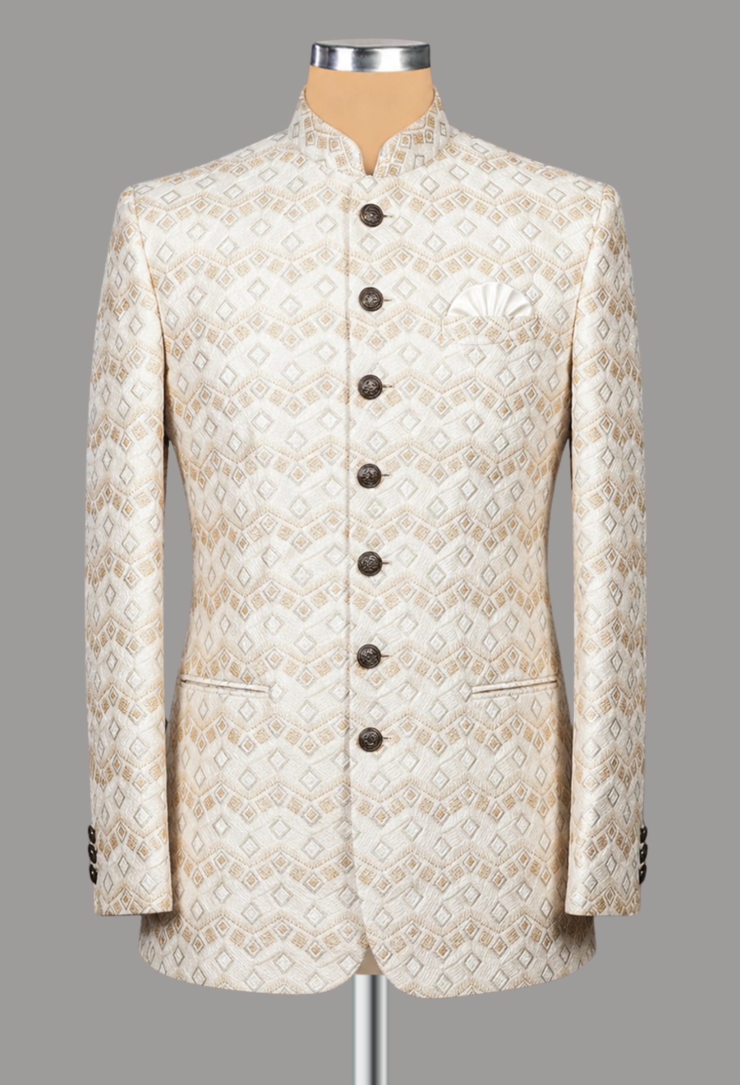 Sk-Pc-01 Classic Ivory Embroidered Prince Coat Ivory Embroidered Prince Coat