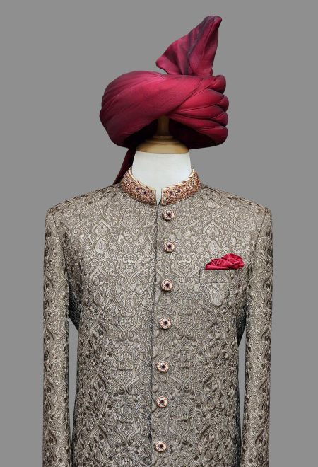 Royal Grey Embroidered Sherwani For Groom Grey Embroidered Sherwani Royal Grey Embroidered Sherwani for Groom Grey Embroidered Sherwani