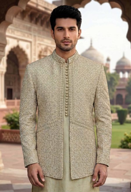 Vanilla Golden Embroidered Prince Coat