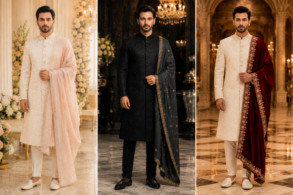 How to Style a Sherwani with Dupatta: Pairing Tips for a Royal Look  Sherwani with Dupatta