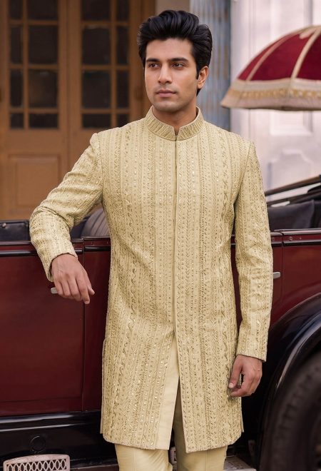 Luxury Golden Embroidered Sherwani