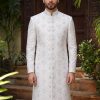 Luxury White Embroidered Sherwani Ivory Embroidered Sherwani